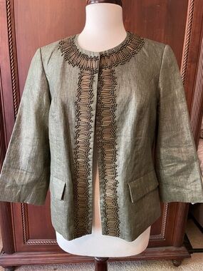 Chico's Embellished pewter Beaded Jacket